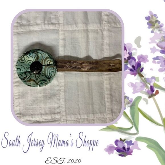 Handmade Infant Headband Brown Band Green & Gold Flower Center Size Newborn B296 - Picture 1 of 9